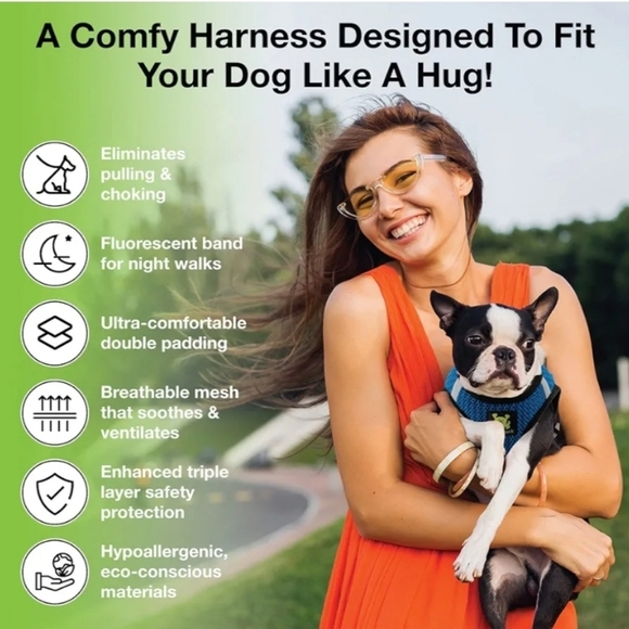 EcoBark Step in Dog Harness Reflective Soft Ultra Padded Mesh Dog Harnesses, S - Picture 7 of 10